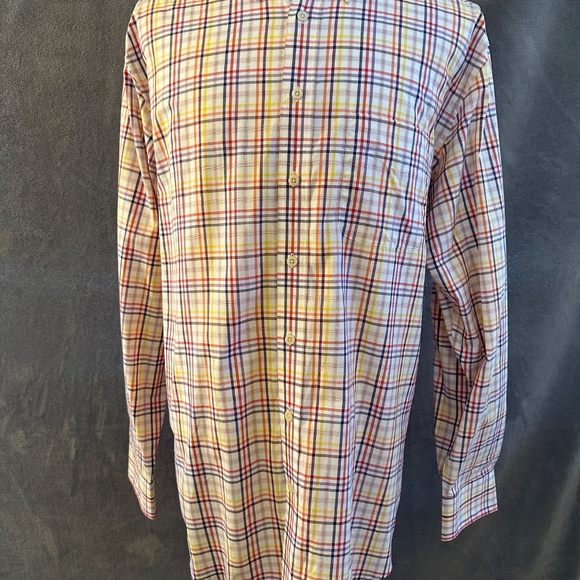 New Henry Jacobson Lg purple/rust/gold plaid cotton sport shirt - Picture 2 of 6
